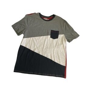 NWT American Republic T-Shirt Mens XL Gray White Navy Red Color Block Pocket Tee